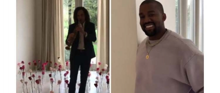 Kanye West faz surpresa de Valentine’s Day para Kim Kardashian com muitas rosas e até Kenny G